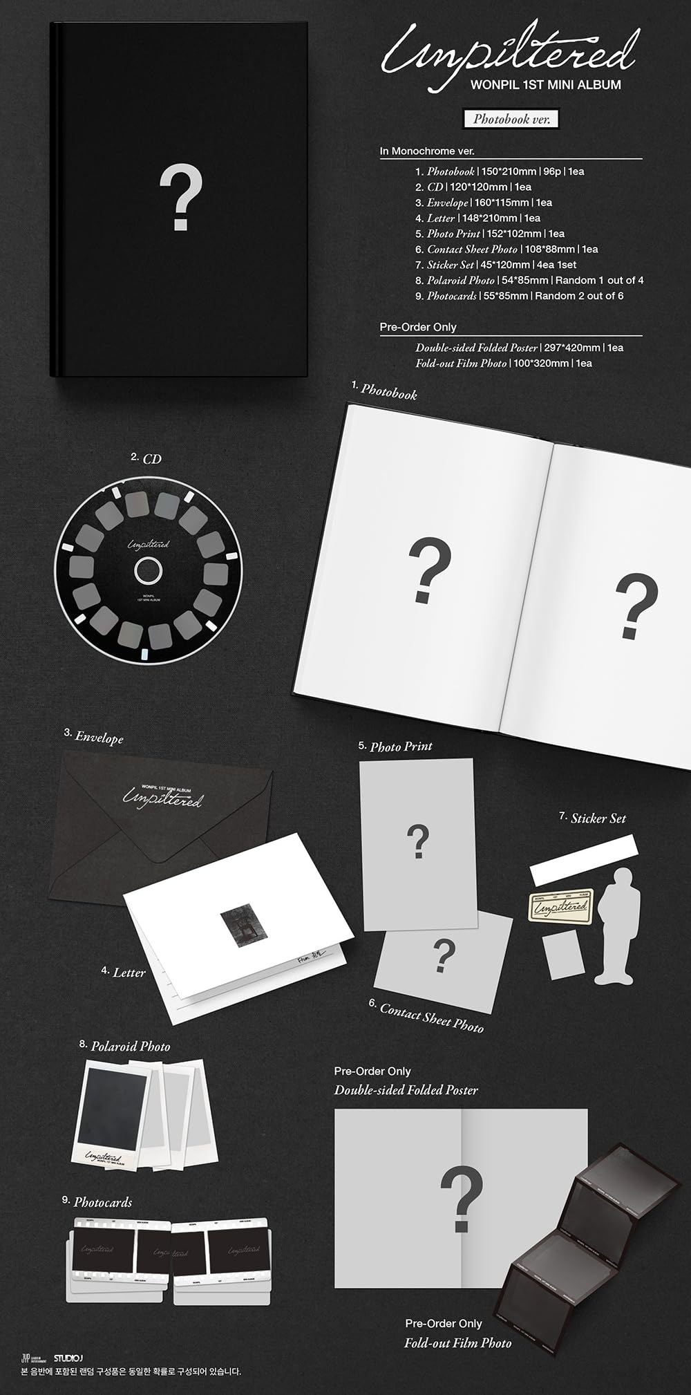 Amazon.com: WONPIL(Day6) Unpiltered 1st Mini Album [In Monochrome